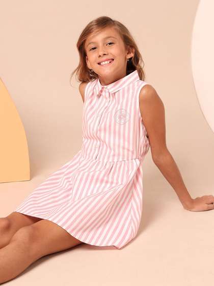 U.S. Polo Assn. Kids Striped
                Fit & Flare Mini Dress