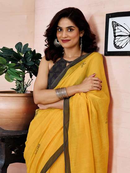 Mitera Ethnic Motifs Pure Linen Saree