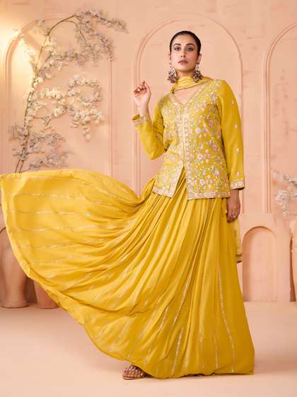 MADHURAM Embroidered
                        Thread Work Ready To Wear Lehenga With Blouse
                        & Dupatta
