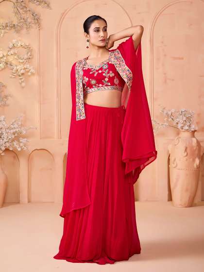 MADHURAM Embroidered
                        Sequinned Ready To Wear Lehenga With Choli &
                        Shrug