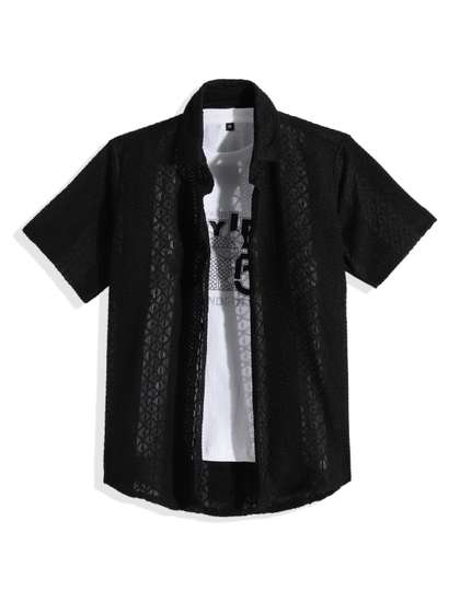 CHARCHIT Boys Solid
                    Casual Shirt With T-Shirt