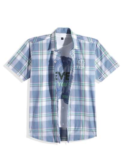 CHARCHIT Boys Tartan
                      Checks Casual Shirt With T-Shirt