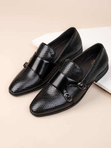 House of Pataudi Men
                        Textured Formal Monks