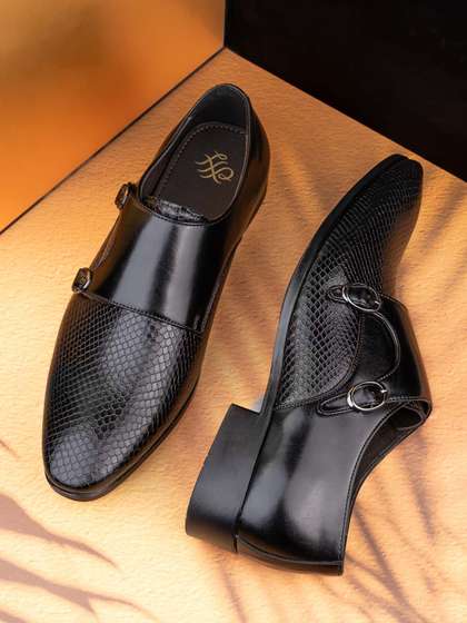 House of Pataudi Men
                        Textured Formal Monks