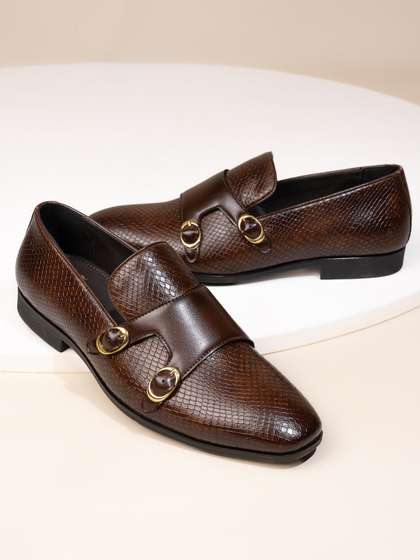 House of Pataudi Men
                        Textured Formal Monks
