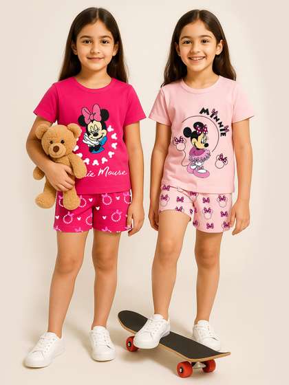 YK Disney Girls Pack Of
                    2 Printed T-shirt With Shorts