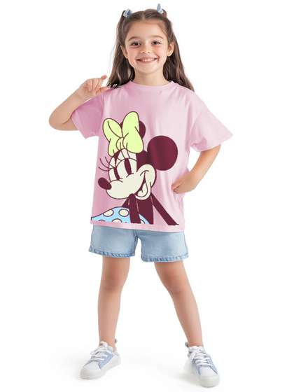 NautiNati Disney Girls
                    Cotton Minnie Mouse Printed Oversized T-shirt