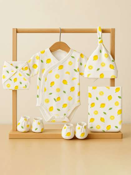Moms Home Infants
                    Organic Cotton Baby Clothing Gift Combo Lemon Pack
                    Of 6