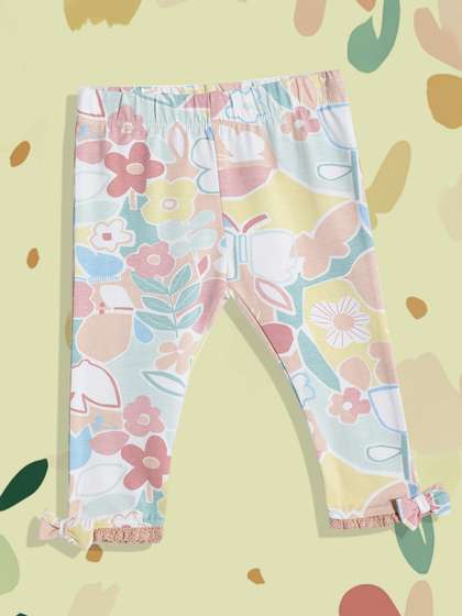 mothercare Girls
                      Floral Print Leggings With Bow Detail