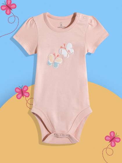 mothercare Girls Floral
                    Embroidered Pure Cotton Bodysuit