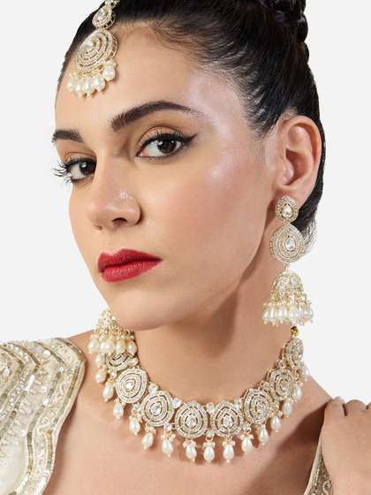 Zaveri Pearls Gold-PlatedJewellerySet