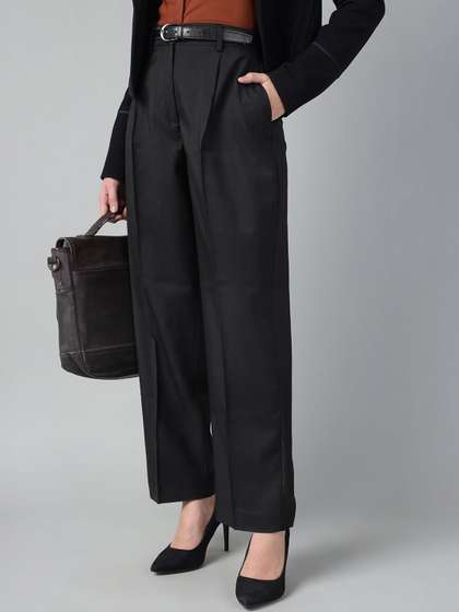 Hancock Women Wide
                        Leg Pleated High-Rise Wrinkle Ressistant
                        Stretchable Formal Trousers