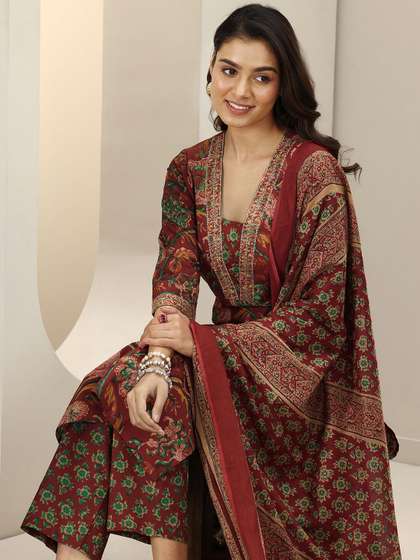 Libas Women Floral
                          Printed Kurta with Trousers & Dupatta