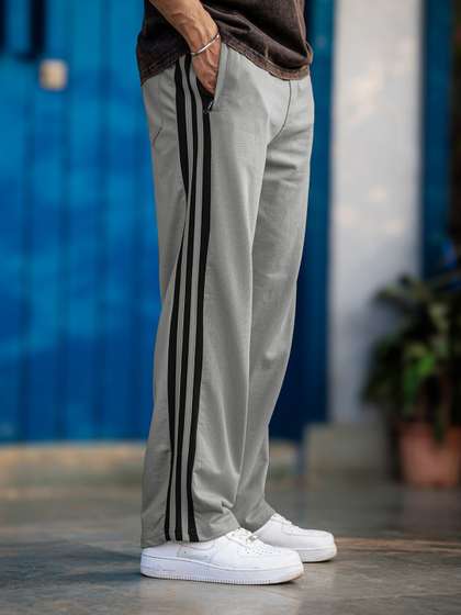 Maniac Mens Striped
                      Cotton Baggy-Fit Track Pants