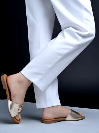 Stylestry Women
                        Embellished Slip-On Open Toe Flats with Buckles