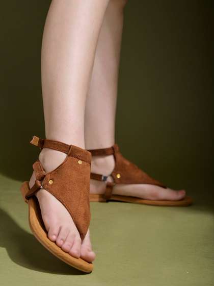 Stylestry Women Woven
                      Design Leather Casual Gladiators with Buckles
                      Flats