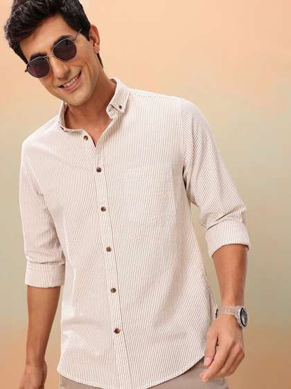 Mast & Harbour
                        Men Striped Pure CottonCasual Shirt