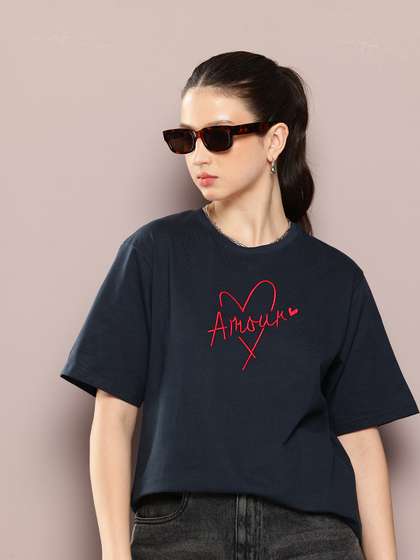 DILLINGER Women
                        Oversized Embroidery Crew Neck Tshirt