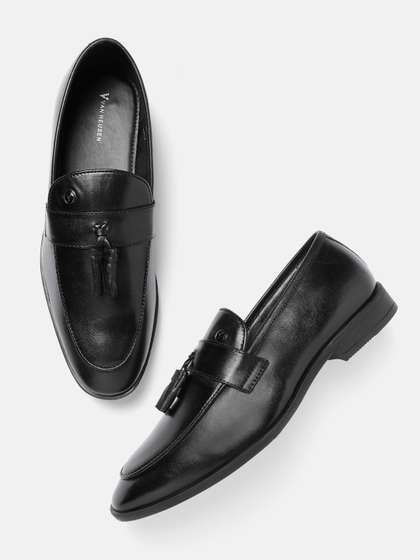 Van Heusen Men
                        Leather Round Toe Slip On Formal Shoes
