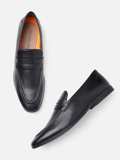 Van Heusen Men
                        Leather Round Toe Slip On Formal Shoes