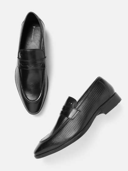 Van Heusen Men
                        Leather Round Toe Slip On Formal Shoes