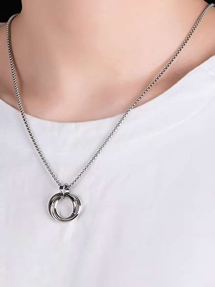 Designs & You
                      Stainless Steel Silver-Plated Circular Pendants
                      With Chains