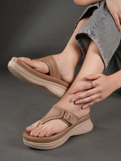 The Roadster
                        Lifestyle Co. Women Textured Round Toe Sandals