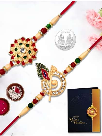 DeoDap Rakhi with Roli
                    Chawal Greeting Card & Coin