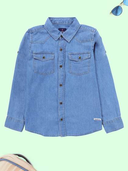 KiddoPanti Boys
                      Roll-Up Sleeves Wrinkle Free Denim Shirt