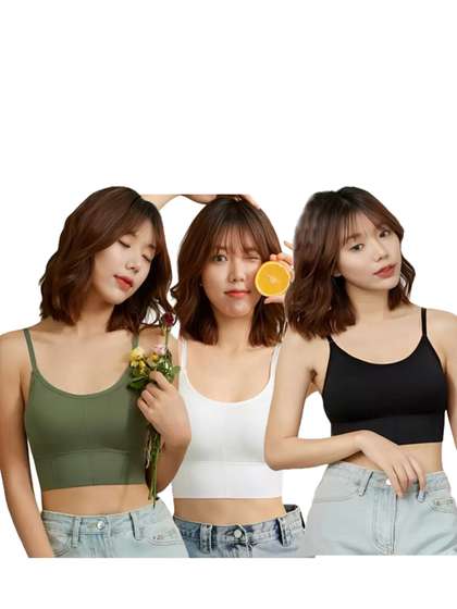 BRAAFEE Pack of 3
                        Girls Cotton Padded Teenager Full Coverage
                        Sports Bra