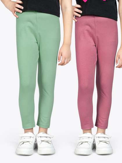ariel Girls Pack Of 2
                    Non-Transparent Pure Cotton Ankle Length Leggings
