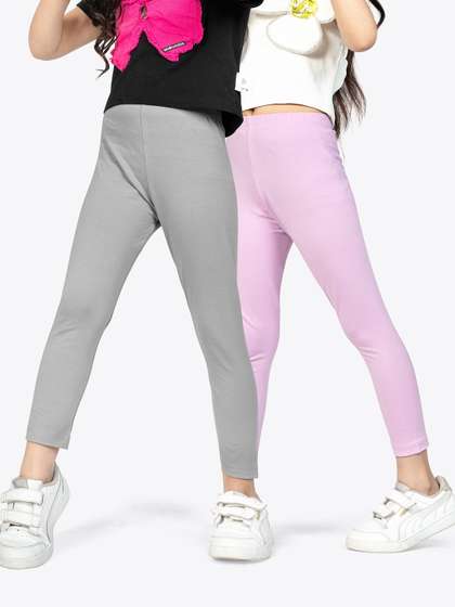 ariel Girls Pack Of 2
                    Non-Transparent Pure Cotton Ankle Length Leggings