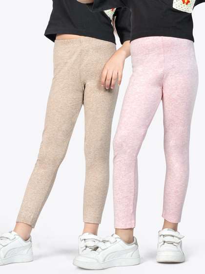 ariel Girls Pack Of 2
                    Non-Transparent Pure Cotton Ankle Length Leggings