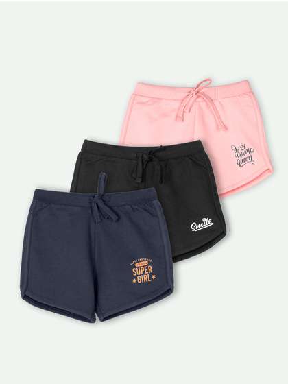 ariel Pack Of 3 Girls
                    Printed Cotton Shorts