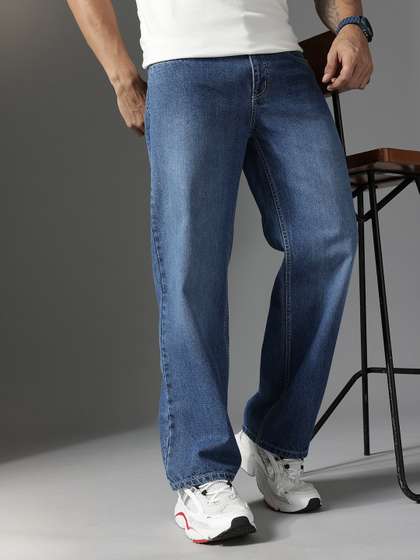 FCUK Men Smart
                        Mid-Rise Light Fade Pure Cotton Baggy Jeans