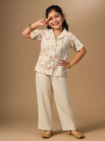 YK Girls Embroidered
                    Shirt with Trousers