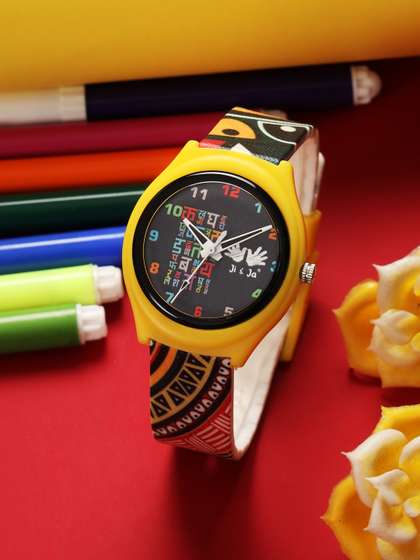 JI & JA Kids Brass
                    Patterned Dial & Straps Analogue Watch JJ214
