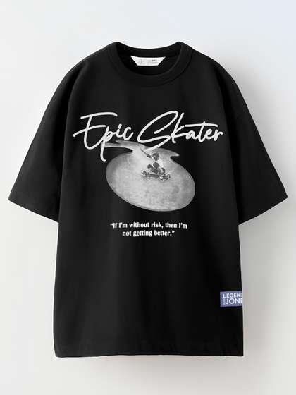 Alan Jones Boys
                    Typography Printed Round Neck Drop-Shoulder Sleeves
                    Oversized T-shirt