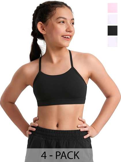 BRAAFEE Pack of 4
                        Girls Non Padded Full Coverage Sports Bra