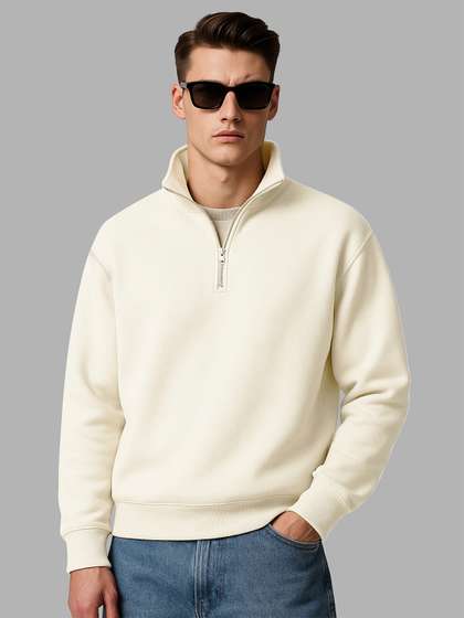 Maniac Men Mock
                        Collar Full Sleeve Cotton Fleece Sweatshirt