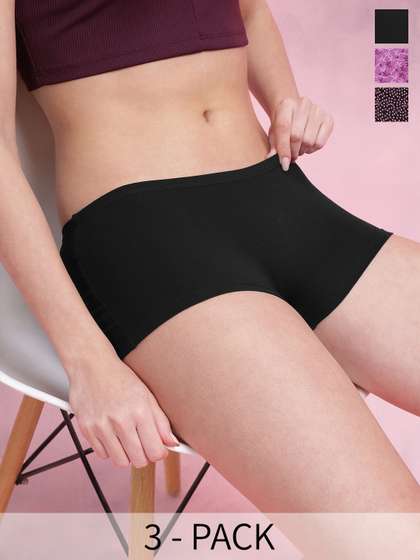 DressBerry Women
                        Pack Of 3 Assorted Mid-Rise Boy Shorts