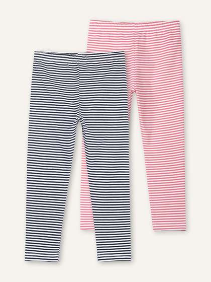 ariel Girls Pack Of 2
                    Striped Cotton Ankle-Length Leggings