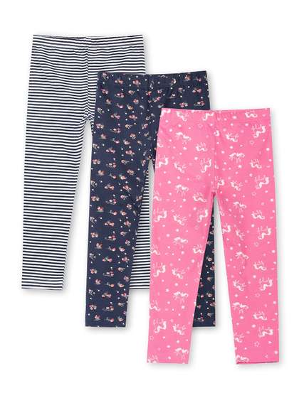 ariel Girls Pack Of 3
                    Printed Cotton Ankle-Length Leggings