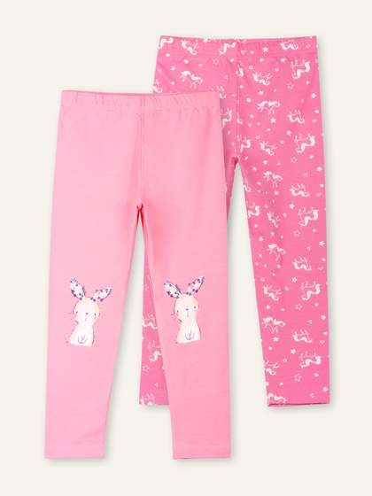 ariel Girls Pack Of 2
                    Printed Cotton Ankle-Length Leggings