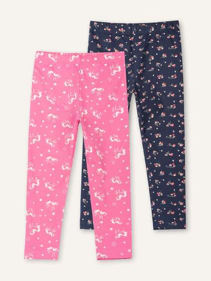 ariel Girls Pack Of 2
                    Printed Cotton Ankle-Length Leggings