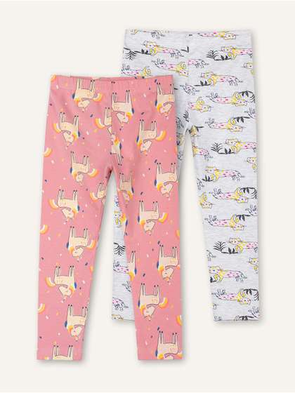 ariel Girls Pack Of 2
                    Printed Cotton Ankle-Length Leggings