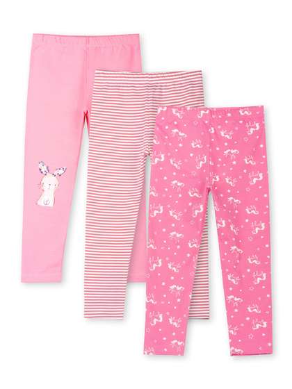 ariel Girls Pack Of 3
                      Printed Pure Cotton Ankle-Length Leggings