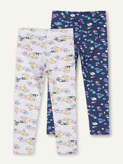 ariel Girls Pack Of 2
                    Printed Cotton Ankle-Length Leggings