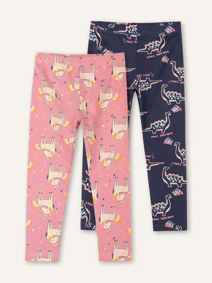 ariel Girls Pack Of 2
                      Printed Cotton Ankle-Length Leggings