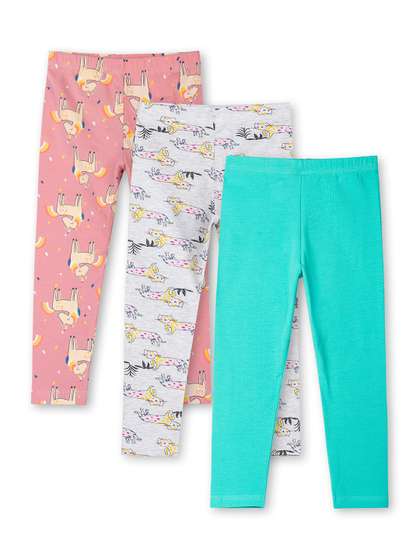 ariel Girls Pack Of 3
                    Printed Pure Cotton Ankle Length Leggings